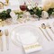 210Pcs Clear and Gold Plates for 30 Guests, Plastic Plates for Party, Includes:30 Gold Dinner Plates, 30 Gold Dessert Plates, 30 Paper Towels with 90 Silverware & 30 Cups MirthMood